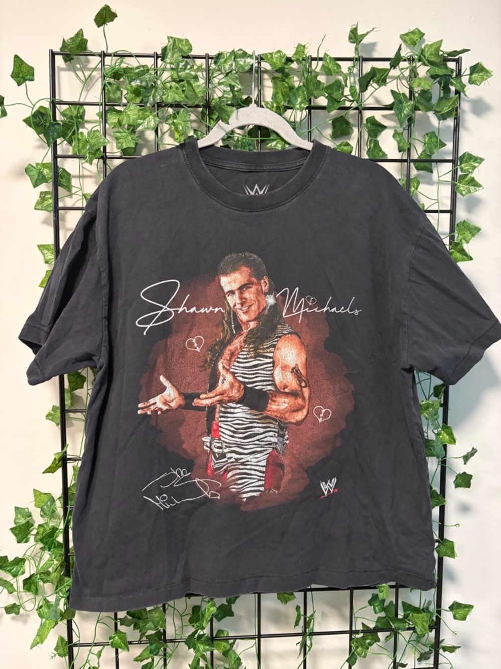 WWE Shawn Michaels Black Graphic Tee with Multicolor Print